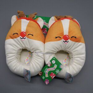 Original Squishmallows Regina The Corgi Holiday Slippers Kids' Size 13/1